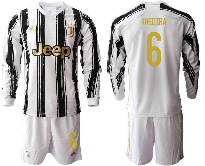 Men 2020-2021 club Juventus home long sleeves #6 white Soccer Jerseys->juventus jersey->Soccer Club Jersey
